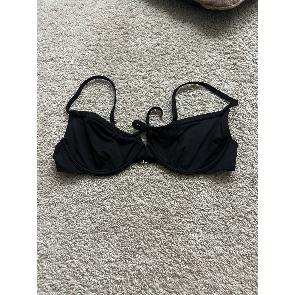 Toluca Swim Angelina Underwire Tie‎ Bra Bikini Top in Onyx Size Medium